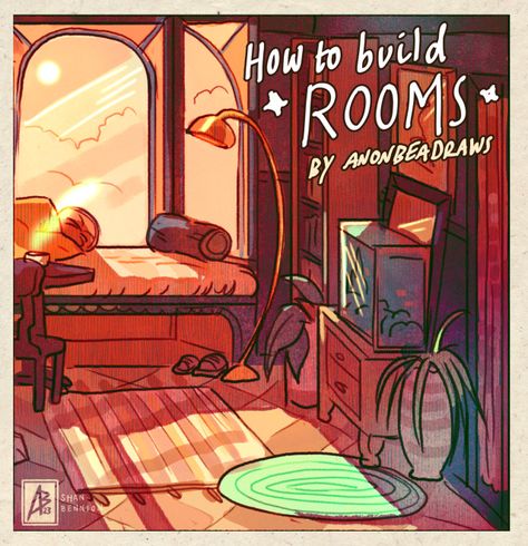 Art Resources + Tutorials Digital Room Drawing, Art Tips Backgrounds, Digital Art Style Ideas, How To Perspective, Background Practice Reference, Cluttered Room Drawing, Room Perspective Reference, Perspective Room Reference, Backgrounds Drawing Reference