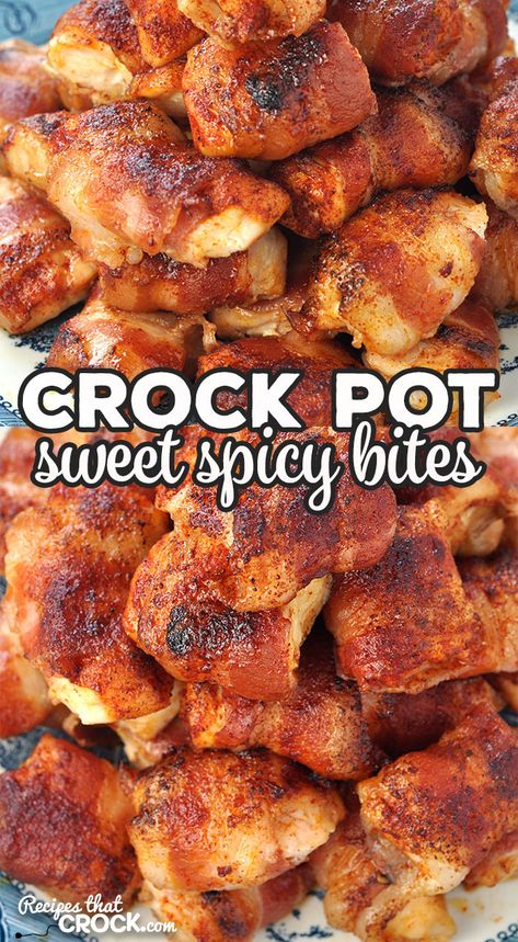 Chicken Bites Appetizers, Chicken Appetizers Easy, Spicy Chicken Bites, Chicken Bites Recipe, Bbq Chicken Bites, Bacon Wrapped Chicken Bites, Chicken Bites Recipes, Teriyaki Chicken Crock Pot, Slow Cooker Appetizers