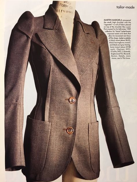 martin margiela 1980s Portfolio Moodboard, Deconstruction Fashion, Vintage Couture, Martin Margiela, Tailored Suits, Tailored Jacket, Mad Men, Mode Fashion, Fashion History