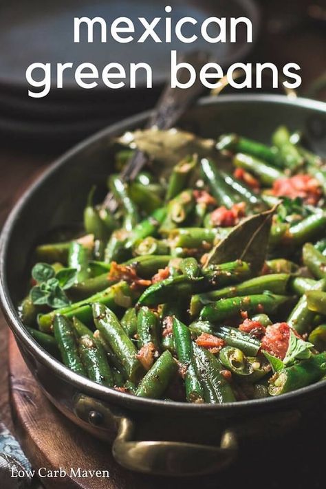 Mexican Green Beans Recipe, Mexican Green Beans, Dinners Low Carb, Green Beans With Tomatoes, Week Night Dinners, Green Bean Recipes Healthy, Mexican Vegetables, Salsa Ranchera, Green Beans Side Dish