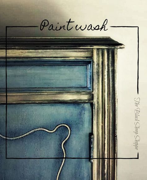 I applied a paint wash of Old Ochre chalk paint over the blue finish. Paint Over Stained Wood, Gothic Furniture Diy, Chippy Painted Furniture, Annie Sloan Painted Furniture, Paint Wash, Paint Blue, Furniture Painting Techniques, Annie Sloan Paints, Toile Fabric