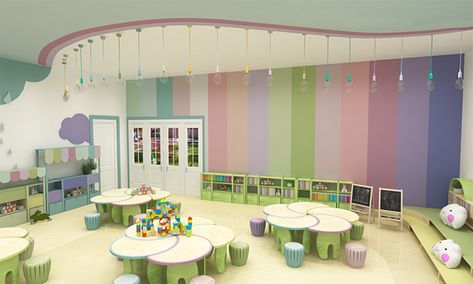 Kindergarten Design Concept, Daycare Interior Design, Graduation Kindergarten, Kindergarten Interior, Preschool Designs, Classroom Interior, Preschool Decor, Daycare Decor, Daycare Design