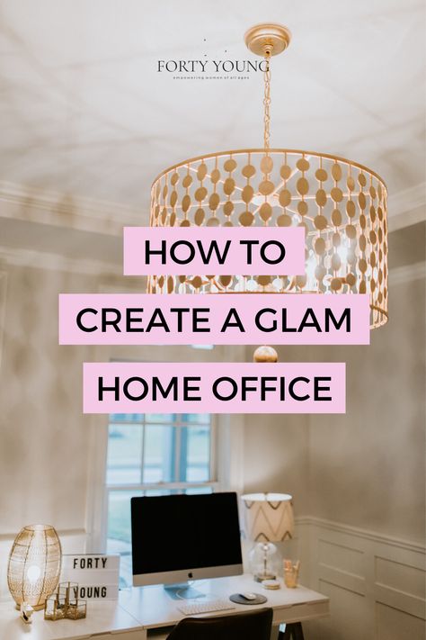 Small Glam Office Ideas, Glamour Home Office, Glamorous Office Ideas, Elegant Home Office Ideas For Women Glam, Glam Office Decor Workspaces Business, Fancy Office Ideas, Feminine Craft Room, Luxury Home Office Ideas For Women, Modern Glam Office Overstock