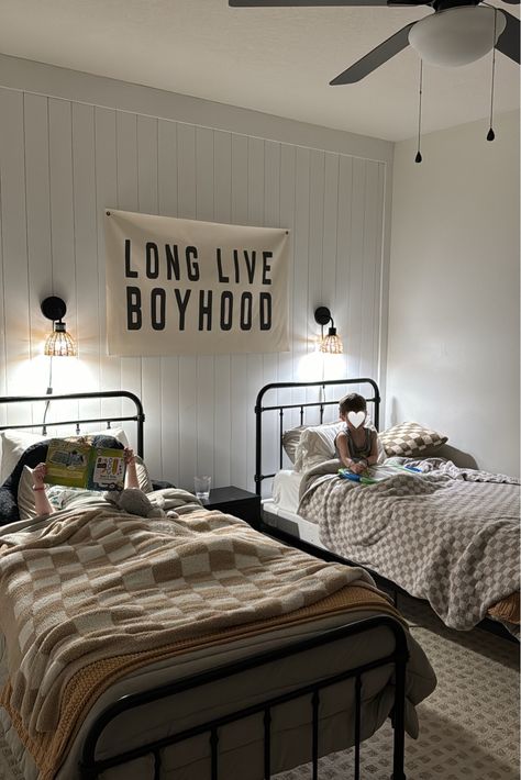 Long Live Boyhood Custom Canvas … curated on LTK Brothers Shared Room, Boys Room Full Size Bed, Boys Room 2 Twin Beds, Brother Shared Bedroom Ideas, Brother Room Ideas Shared Bedrooms, 2 Bed Bedroom Ideas, Toddler Boy Rooms Ideas, Brother Bedroom Ideas, Brothers Room Ideas