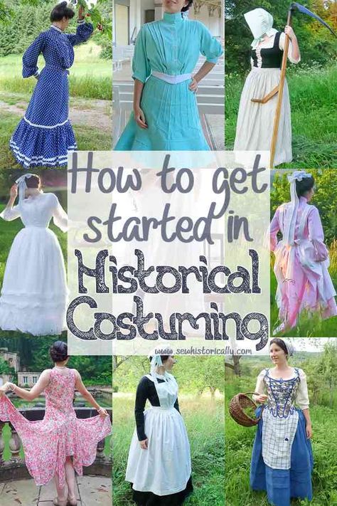 Do you want to make your own historical costumes on a budget? These are my 8 tips on how to get started in historical costuming! Historical Costume Patterns, Historical Fashion Patterns, Historical Skirt Pattern, Diy Historical Costume, Sewing Historical Clothing, Easy Historical Costumes, Historical Patterns Free, Historical Dress Patterns Free, Historical Sewing Projects