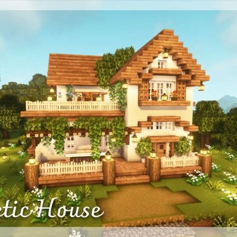 Cottegcore Minecraft House, Minecraft Cottage Floor Plans, Cottage Core Minecraft House No Mods, Minecraft Cottage House No Mods, Minecraft Large Cottage House, Minecraft Houses With Tutorial, Cute Cozy Minecraft Houses, Cute Minecraft Homes Cottage, Vanilla Minecraft Cottagecore