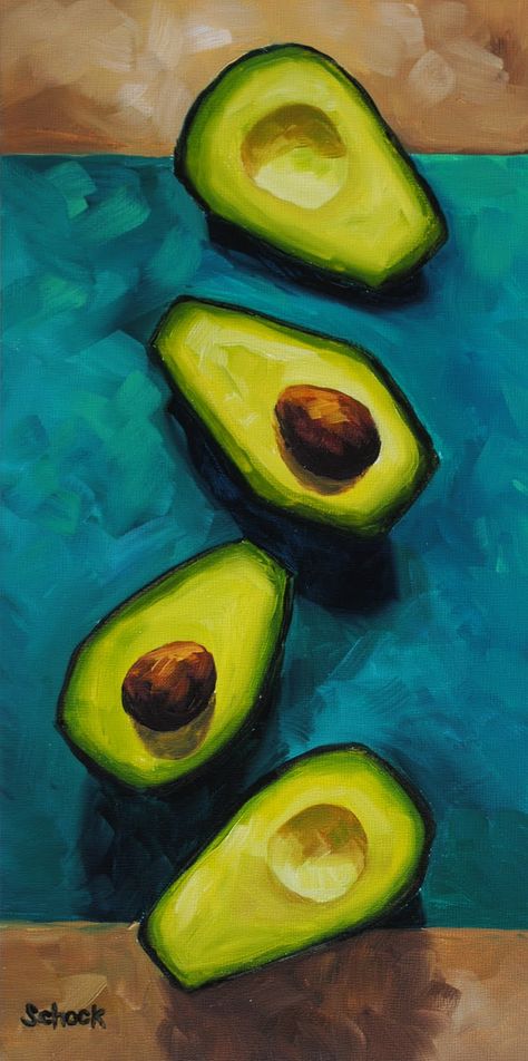 avocado painting Simple Oil Painting Ideas, Fruit Painting Oil, Fruit Paintings, Arte Doodle, Fruits Drawing, Soyut Sanat Tabloları, Food Painting, Fruit Painting, Jackson Pollock