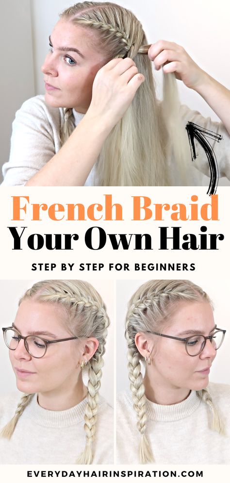 How to french braid Pigtail French Braids Tutorial, Running Hairstyles Runners Braids, How To Teach Yourself To French Braid Your Own Hair, Easy French Braid On Yourself, How To Side French Braid Your Own Hair, French Braid Beginners Step By Step, Easy French Braids On Yourself, Easy French Braid Pigtails, Easy Diy French Braid