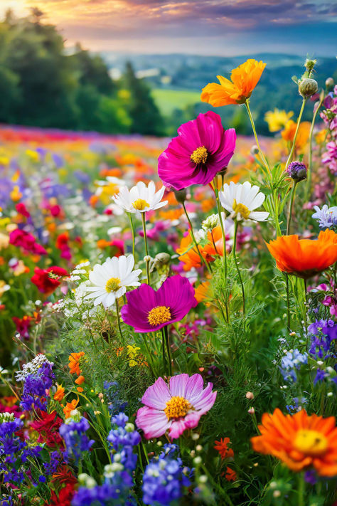 wildflowers Big Garden, Wildflower Garden, Beautiful Flowers Garden, Beautiful Flowers Pictures, Flowers Perennials, Flower Backgrounds, Flower Images, Flower Field, Flower Pictures