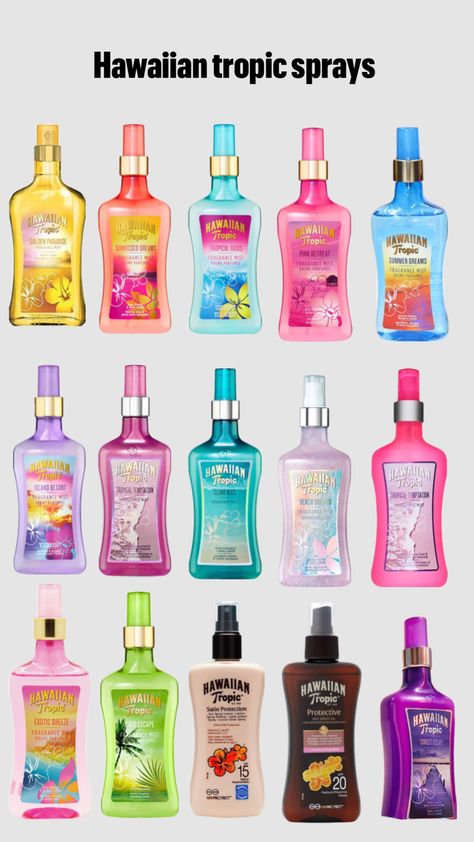 #hawaii #hawaiiantropic #sprays Glow Up Summer, Summer Self Care, Her Perfume, Coconut Dream, Hawaiian Tropic, Shower Skin Care, Body Washes, Perfect Skin Care Routine, Summer Bucket List