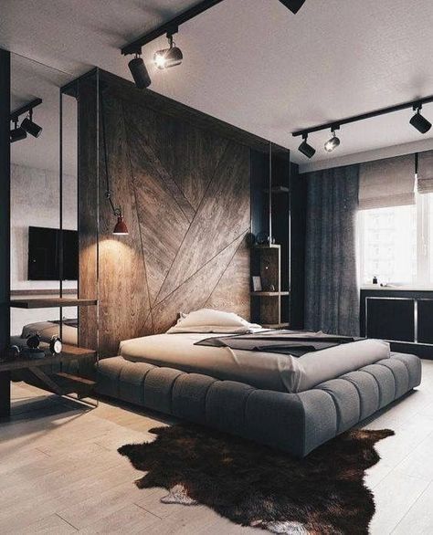 Modern minimalist bedroom design ideas 22 Modern Man Bedroom, Men's Bedroom Design, Bedroom Decor Lights, Modern Minimalist Bedroom, Minimalist Bedroom Design, Relaxing Bedroom, Luxury Bedroom Master, Modern Bedroom Decor, Bedroom Paint Colors