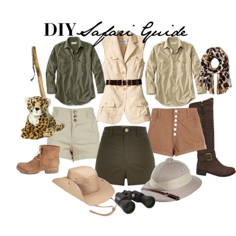 DIY Safari Guide Costume by ayemyree on Polyvore featuring River Island, AX Paris, Yoki, Forever 21, Vince Camuto, Celestron and Banana Republic Safari Barbie Costume, Paleontologist Costume Women, Zookeeper Costume Women's, Safari Theme Party Outfits Women, Safari Theme Outfit Women, Safari Theme Costume, Safari Theme Party Outfits, Safari Outfit Women Costume, Jungle Costume Women