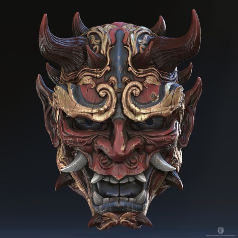 Real Oni Mask, Yokai Mask, Kabuki Mask, Mascara Oni, Japanese Demon Mask, Oni Art, Japanese Oni Mask, Helmet Tattoo, Japanese Oni