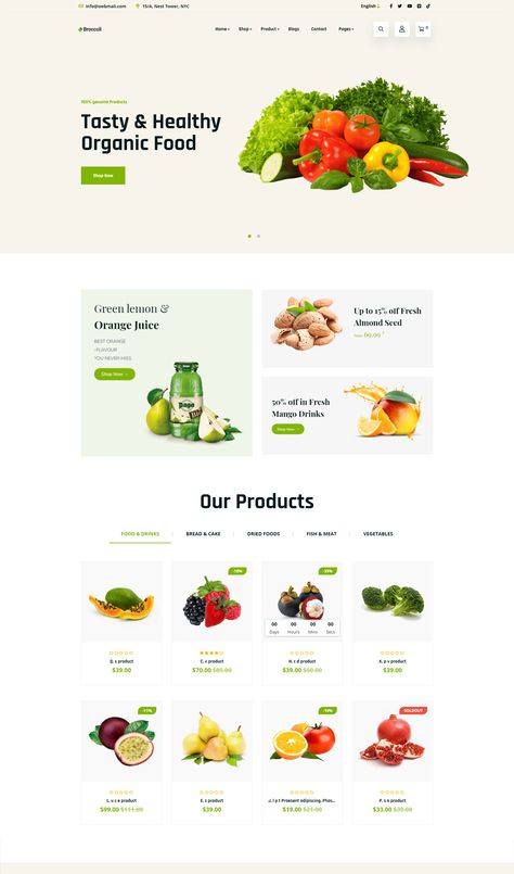 Organic Food Store Shopify Theme Vegetables Shop, Food Website Design, Organic Food Shop, Agriculture Design, Login Page Design, Ux Design Principles, Food Web Design, Organic Food Store, Grocery Store Design