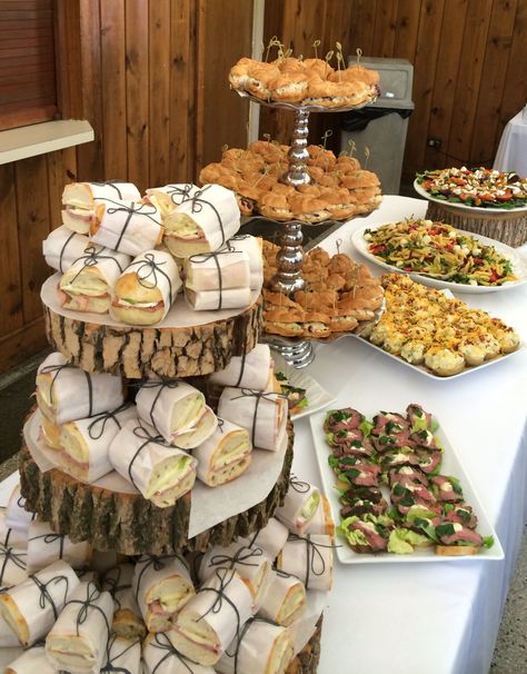 Serving Ideas, Graduation Party Foods, Sandwich Bar, Gourmet Sandwiches, Party Food Buffet, Reception Food, Party Food Platters, Food Displays, Shower Food