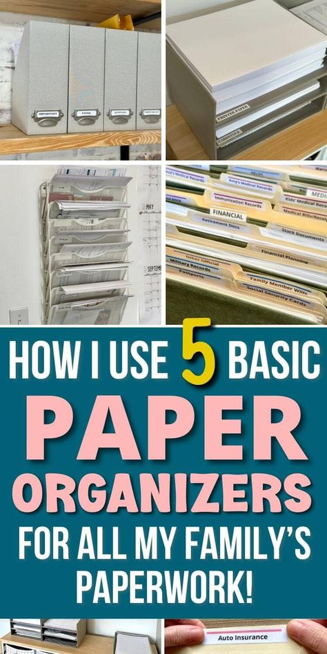 Wondering how to organize family paperwork?  I run 3 different businesses out of my home office by myself, and these are my top 5 paper organizers that I use to store, organize, file, and sort all of our business and household paperwork!  Great paper organization tips from someone who deals with a TON of papers! How To Organize Office Files, Organize Office At Work, Organize Home Office, Home File Organization, Paperwork Storage, Office Paperwork, Organizing Important Papers, School Paper Organization, Organize Home