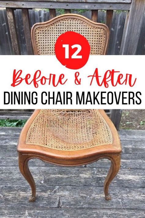 Just in time for your holiday dinner, check out these easy and cheap thrift store dining chair makeover ideas. Creative wood and rattan chair upcycle ideas. #hometalk Diy Reupholster Chair Dining, Rattan Chair Diy, Upcycle Dining Room Chairs, Dining Chair Refurbish Ideas, Redoing Dining Room Chairs, Upcycling Dining Chairs, Painted Rattan Chairs, Vintage Dining Chairs Makeover, Diy Wooden Chair Makeover