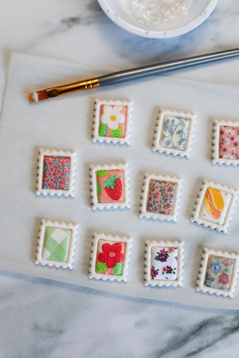 Postage Stamp Magnets with Polymer Clay — Entertain the Idea Clay Art Inspo Easy, Easy Clay Fridge Magnets Diy, Diy Postage Stamps, Air Dry Clay Stamps, Polymer Clay Magnets Tutorial, Air Dry Clay Jar With Lid, Diy Wood Magnets, Clay Diy Projects Easy, Air Dry Clay Gifts Diy Projects