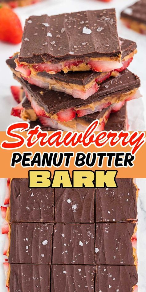 Meet my new favorite frozen Strawberry Peanut Butter Bark! This Tiktok viral 3-ingredient dessert recipe deserves every bit of praise. What could be better than spreading peanut butter and melted chocolate on slices of strawberries?