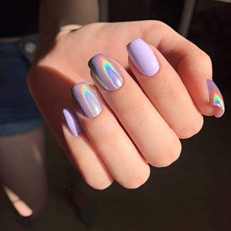 30 Cute Pastel Nail Designs That Are Easy To Copy - 204 Pastel Iridescent Nails, Purple Iridescent Nails, Material Gworl, Ideas Uñas, Pastel Nails Designs, Easter Nail, Dip Nails, Nail Style, Cat Eye Nails