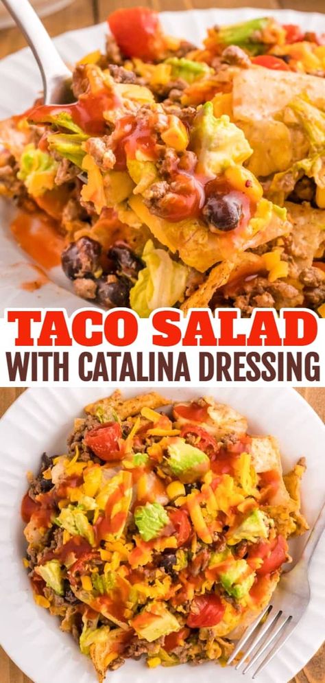 Taco Salad With French Dressing Doritos, Taco Dip With Catalina Dressing, Fiesta Taco Salad, Taco Mac Salad, French Dressing Taco Salad Recipe, Mexican Salad With Catalina Dressing, Mexico Salad Recipes, Taco Salad Western Dressing, Taco Pasta Salad With Catalina Dressing