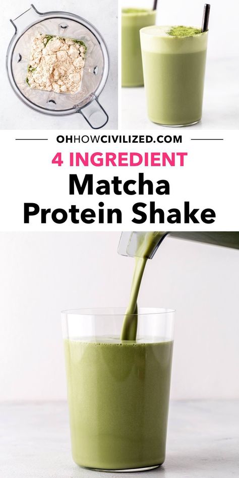 If you need a boost of energy, this healthy and tasty matcha protein shake is what you should drink. The recipe uses only 4 ingredients and takes 2 minutes to make. #matchaproteinshake #proteinshakes #matcharecipes #matcha Matcha Protein Shake, Protein Shake Benefits, Matcha Shake, Simple Smoothies, Exercise Recovery, Matcha Green Tea Recipes, Unflavored Protein Powder, Tea Drink Recipes, Easy Teas