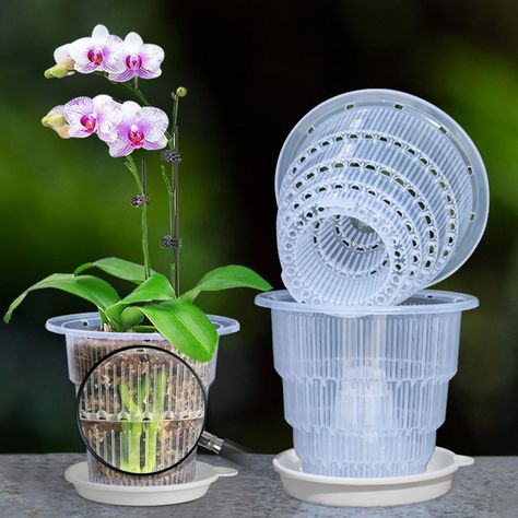 PRICES MAY VARY. Made of Plastic that Directly Contact with Food,Sturdy and Outdoor for 10 Years: This orchid planter pot is made of food grade plastic,transparent plastic material is convenient to observe orchid root growth. This Clear Plastic Orchid Planter Pot is Specially Designed for Orchids: Such as dendrobiums, phalaenopsis, cattleya, oncidium,vanda,cymbidium and so on.especially it is transparent plastic,that is convenient to observe orchid root growth.this clear orchid pot you can use i Pots For Succulents, Orchid Pots, Orchid Roots, Orchid Planters, Orchid Pot, Root Growth, Decorative Planters, Air Circulation, Plastic Material