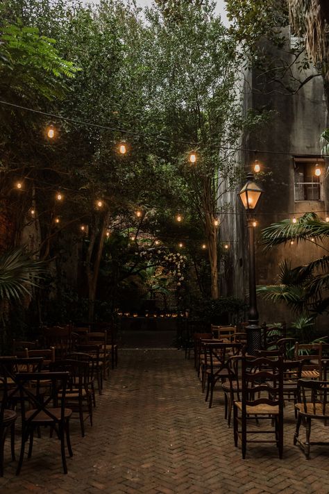 Pharmacy Museum Wedding in the French Quarter w. Mismatched Chairs & Vintage Decor |Lovegood Rentals Gardening Drawing, Dark Green Wedding, Dark Wedding Theme, Garden Nails, Mismatched Chairs, Forest Theme Wedding, Nola Wedding, Enchanted Forest Wedding, Dream Wedding Venues