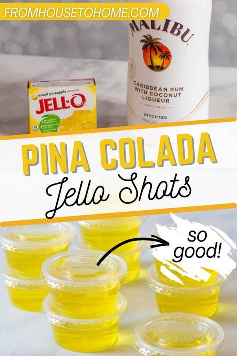 Pina Colada Jello Shots Recipe, Coconut Cream Pudding, Pina Colada Jello Shots, Rum Jello Shots, Making Jello Shots, Best Jello Shots, Pineapple Jello, Layered Jello, Malibu Coconut