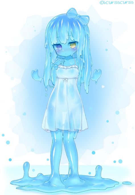 Slime Hair Drawing, Slime Character Design, Slime Girl, Best Drawing Ideas, Slimes Girl, Monster Girls, Best Drawing, Cute Animal Drawings Kawaii, Anime Oc