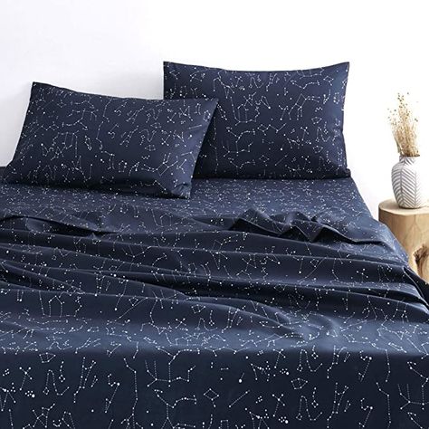 Constellation Bedding, Bedding Navy, Twin Size Bed Sheets, California King Size Bed, King Size Bed Sheets, Star Galaxy, Queen Size Sheets, Space Room, Percale Sheets