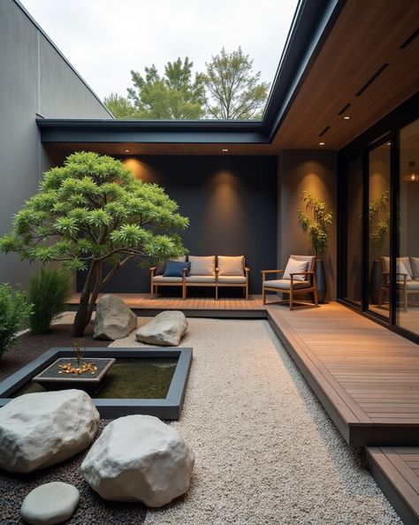 Escape to a serene Japanese oasis in your own backyard! This tranquil courtyard design will transport you to a peaceful zen retreat. https://www.gardenbliss.com/japanese-inspired-courtyard

Discover more inspiring garden design ideas at Garden Bliss! Click here to #homeandgarden #betterhomesandgardens #homegardening #homesandgardens #homegarden #gardenhome #gardeningathome Japanese Garden Small Space, Japanese Garden Courtyard, Japanese Inspired Backyard, No Deck Backyard Ideas, Home Japanese Garden, Outdoor Japanese Garden, Japanese Contemporary House, Zen Garden Small Spaces, Japanese Garden Front Yard