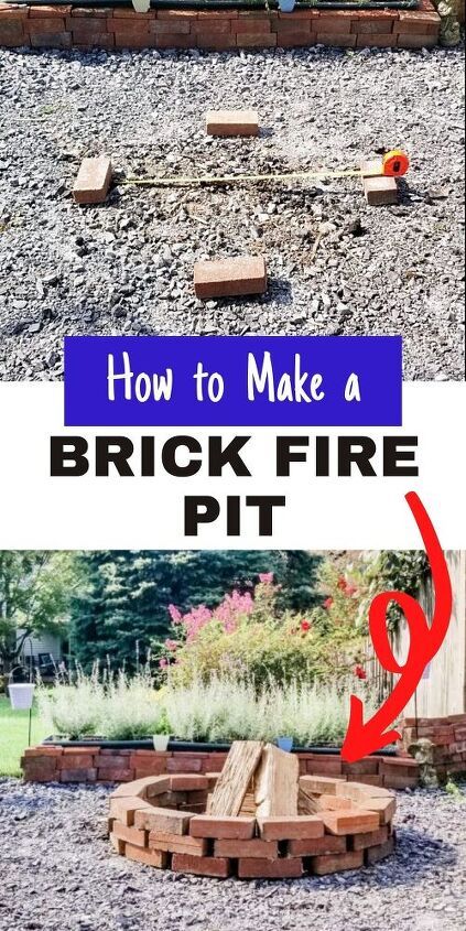 Outside Fire Pit Ideas Cheap, Brick Fire Pit Area, What To Do With Left Over Bricks Diy Projects, Brick Firepits Backyard Diy, Leftover Bricks Ideas Diy Projects, Red Brick Fire Pit, Fire Pit With Bricks, Brick Fire Pit Ideas, Diy Brick Fire Pit