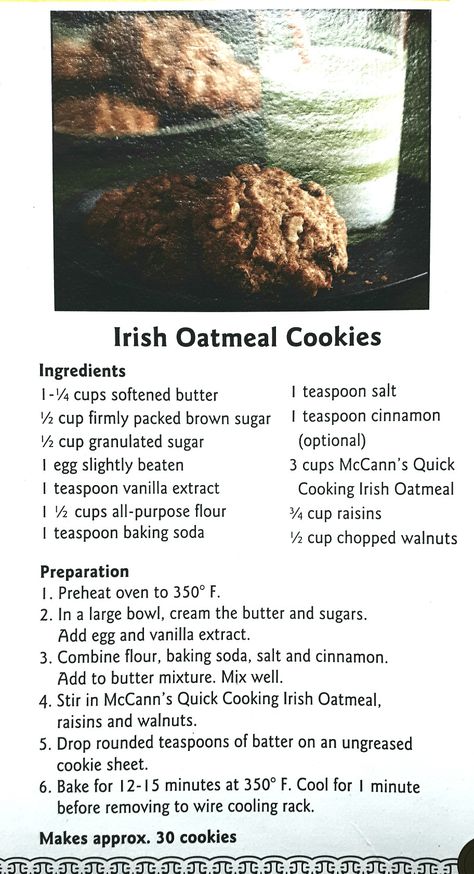 Irish Oatmeal Cookies Irish Oatmeal Cookies, Irish Cookies, Oatmeal Cookies Recipes Easy, Irish Oatmeal, Irish Recipes Authentic, Oatmeal Cookie Recipes, Irish Recipes, Cookies Recipes, Easy Cookie Recipes