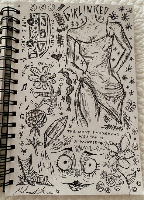 Doodle Drawings Notebooks, Random Doodle Sketches, Doodle Drawings When Bored, Aesthetic Sketch Doodles, Doodle Pages Aesthetic, Random Notebook Sketches, Drawings To Fill A Page, Doodle Pages Sketchbooks Aesthetic, Things To Draw On The Front Of A Sketch Book