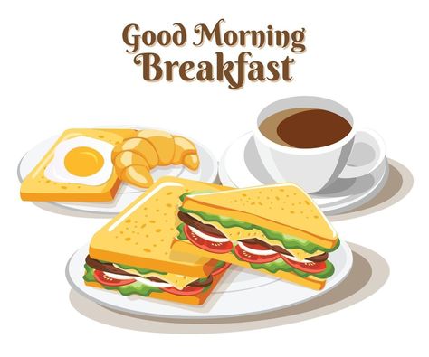 Breakfast sandwich set of food on white background, vector illustration Sandwich Vector, Breakfast Clipart, The Breakfast, Cityscape Photos, Logo Banners, Breakfast Sandwich, Heart With Arrow, Photo Template, Background Banner