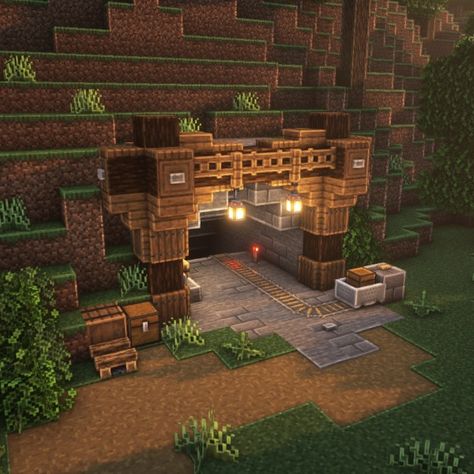 Minecraft Mine Entrance Design EASY in Survival Mineshaft Entrance Minecraft Ideas, Medieval Minecraft Mine Entrance, Base Ideas Minecraft Survival, Minecraft Building Ideas Entrance, Minecraft Mine Interior, Cottagecore Minecraft Mine Entrance, Mining In Minecraft, Minecraft Building Ideas Mine Entrance, Cute Mine Entrance Minecraft