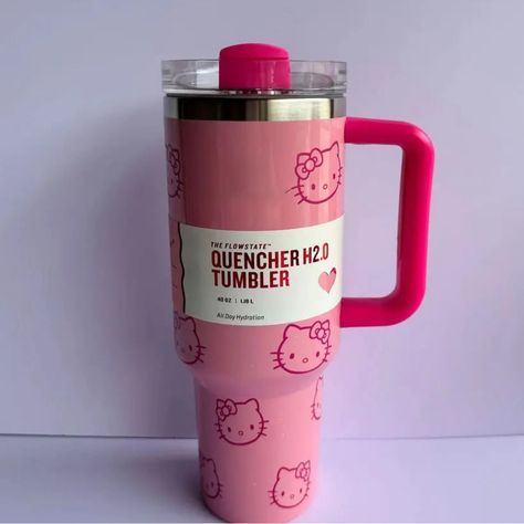 Limited Edition Hello Kitty Stanley Cup Tumbler 40 Oz Hello Kitty Stanley Cup, Hello Kitty Stanley, Sanrio Products, Toys Template, Hello Kitty Water Bottle, Secret Hideout, Kitty Pics, Bday List, Stanley Cups