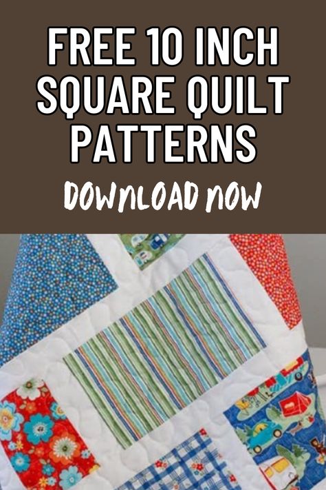 Explore our collection of free 10-inch square quilt patterns designed to inspire your next quilting project. These patterns utilize precut fabric squares to streamline your quilting process and allow for endless creative possibilities. Whether you prefer traditional designs or modern twists, these patterns offer a variety of options to showcase your quilting skills while creating beautiful and unique quilts. Download your favorite patterns today and start quilting! Square Quilt Patterns, Fat Quarter Quilt Patterns, Quilt Pattern Ideas, Free Quilt Patterns Printables, Beginner Quilt Patterns Free, Free Baby Quilt Patterns, Baby Quilt Patterns Easy, Pinwheel Quilt Pattern, Layer Cake Quilt Patterns