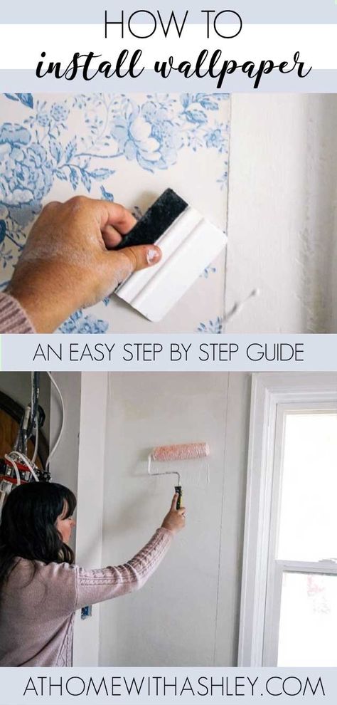 How To Apply Wallpaper, Install Wallpaper, Ashley Home, How To Hang Wallpaper, How To Install Wallpaper, Diy Wallpaper, Bathroom Wallpaper, Wallpaper Paste, Vinyl Wallpaper