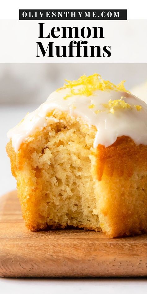 These lemon muffins are light, fluffy, incredibly moist and are bursting with fresh lemon flavor. They’re bakery style muffins with beautiful tall, domed tops covered in a bright and tart lemon glaze . Lemon Curd Muffins, Lemon Muffin Recipes, Pistachio Muffins, Poke Cake Lemon, Moist Lemon Cake, Lemon Pie Filling, Bakery Style Muffins, Moist Muffins, Muffin Streusel