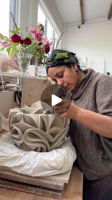 Halima Cassell on Instagram: "This piece is a current work in progress. The many weeks spent creating the vessel makes the anticipation of firing it even more intense.  This piece can be seen @sodencollection pop up in London, 7-30th June." Sculpture Making, Clay Sculptures Ideas, Decorative Ceramics, Ceramic Sculpture Ideas Creative, Art Sculpture Ideas, Ceramics Design, Ceramics Pottery, Sculpture Ideas, Ceramic Art Inspiration