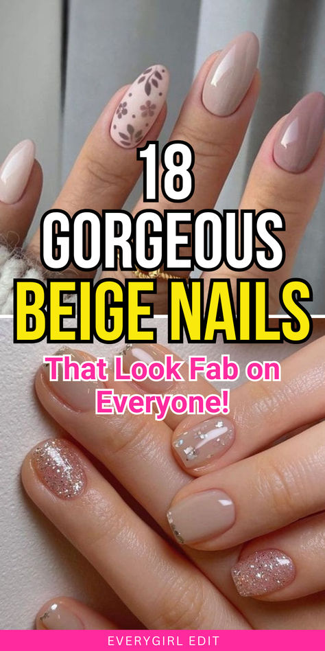 beige nails, beige nail designs, beige nail ideas, beige nail inspo. Neutral Colored Nails With Design, Beige Nails With Gold Glitter, Cream Color Fall Nails, Beige Nails Inspiration, Bare Nail Designs, Neutral Gel Nails Short, Beige Winter Nails, Cute Neutral Nail Designs, Beige Nails Design Classy