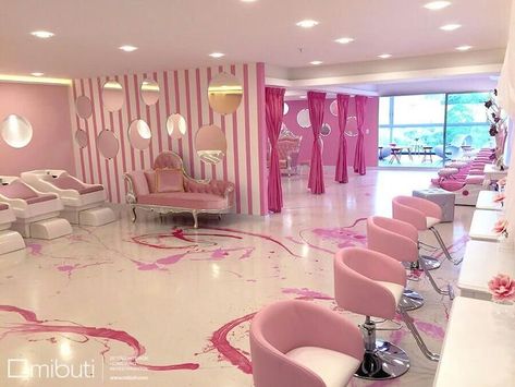 Pink And White Salon, Beauty Bar Ideas, White Salon, Beauty Shop Decor, Hair Salon Interior Design, Kids Salon, Nail Salon Interior Design, Beauty Salon Interior Design, Nail Salon Interior