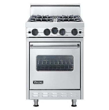 Not that I would ever (actively) wish for our current stove to die, but if it did, this would be the thing to replace it.  A 24-inch Viking gas range. Oooh baby! Viking Stove, Viking Kitchen, Tiny House Appliances, Homes Kitchen, Viking Range, Barn Living, Outdoor Kitchen Appliances, Van Ideas, Orange Kitchen