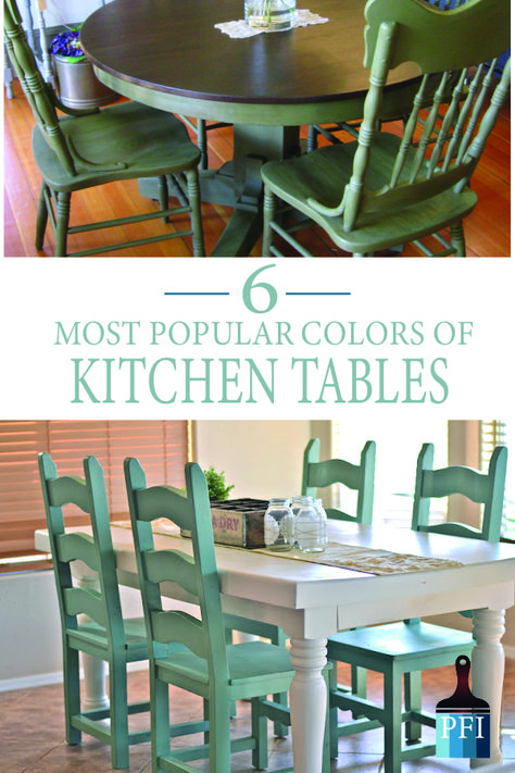 6 Great Paint Colors for Kitchen Tables Best Paint Colors For Kitchen, Colorful Kitchen Tables, Refurbished Kitchen Tables, Chalk Paint Dining Table, Kitchen Tables And Chairs, Painted Farmhouse Table, Chalk Paint Kitchen Table, Blue Kitchen Tables, Dining Table Redo