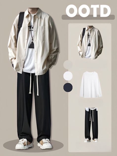 Outfit Cowok, Korean Street Fashion Men, Guys Fashion Casual, Mens Smart Casual Outfits, Minimalist Fashion Men, Classy Outfits Men, Men Fashion Casual Shirts, Men's Outfits, Mens Casual Dress Outfits