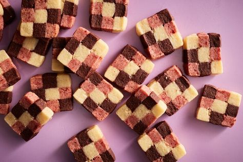 Neapolitan Checkerboard Cookies Recipe - NYT Cooking Neopolitan Checkerboard Cookie, Neapolitan Cookies, Checkerboard Cookies, Baking Lessons, Food Knowledge, Powdered Eggs, Neapolitan Ice Cream, Holidays Ideas, Cookie Boxes