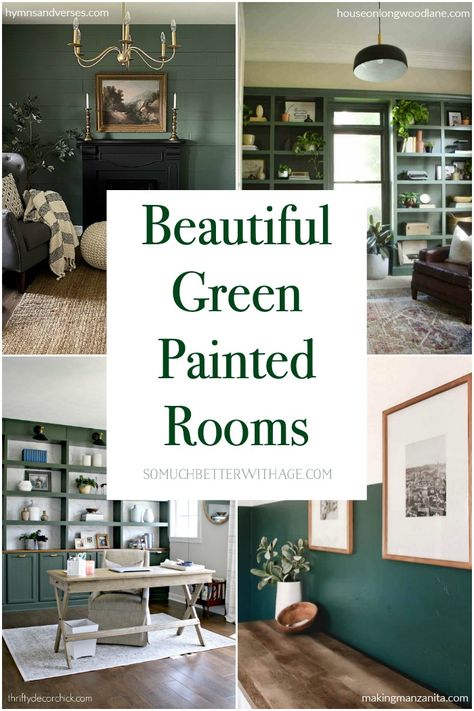 Looking for inspiration to paint your interior walls green? Check out these beautiful rooms and green paint color ideas for a chic and modern look! #greenpaint #walldecor Green For Living Room Walls, Green Wall Decoration Ideas, Green Interior Paint Ideas, Green Paint Ideas For Walls, Green Wall Paint Colors Bedroom, Behr Chard Green Paint, Home Decor Green Walls, Green Walls Dining Room Ideas, Small Room Green Walls