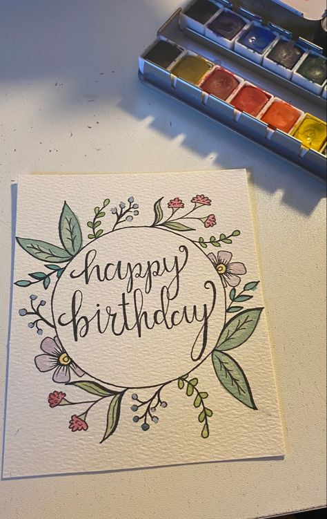 Birthday Cards Design, Gallery Exhibit, Grandma Birthday Card, Happy Birthday Cards Handmade, Happy Birthday Cards Diy, Abstract Realism, Creative Birthday Cards, Watercolor Birthday Cards, Birthday Card Drawing